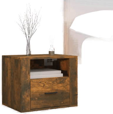 Vidaxl Veggmontert nattbord røkt eik