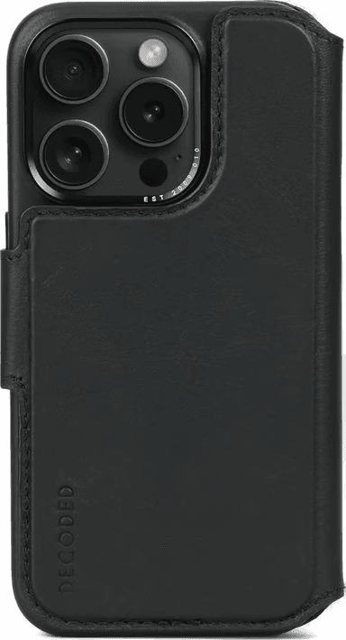 Decoded Leather Detachable Wallet iPhone 15 Pro Svart