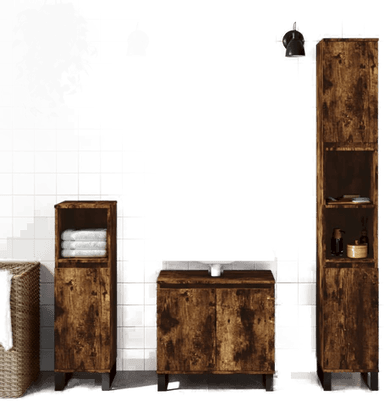 Vidaxl Baderomsskap røkt eik 30x30x190 cm