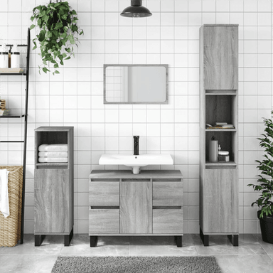 Vidaxl Baderomsskap grå sonoma eik 30x30x100 cm