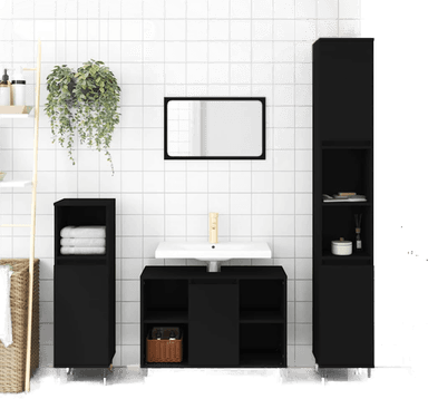 Vidaxl Baderomsskap svart 80x33 cm