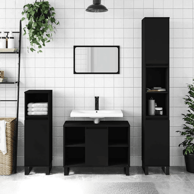 Vidaxl Baderomsskap svart 80x33 cm