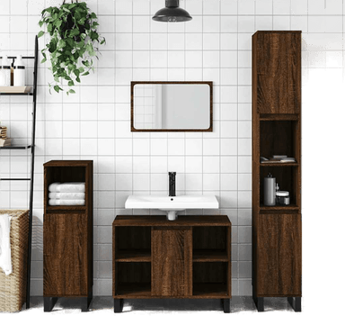 Vidaxl Baderomsskap brun eik 80x33 cm