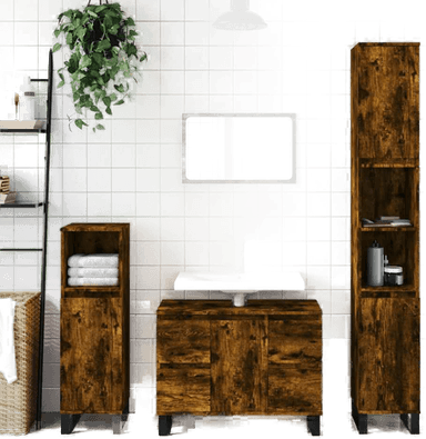 Vidaxl Baderomsskap røkt eik 80x33 cm