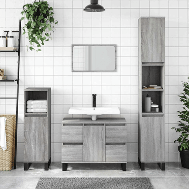 Vidaxl Baderomsskap grå eik 80x33 cm