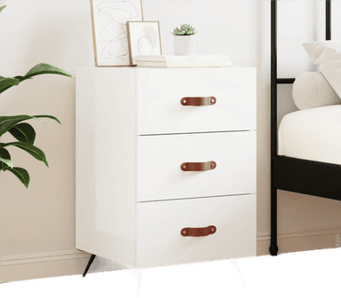 Vidaxl Nattbord høyglans hvit 40x40 cm