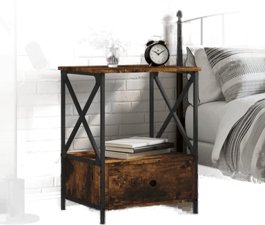 Vidaxl Nattbord røkt eik 50x41 cm