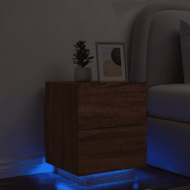 Vidaxl Nattbord med LED brun eik