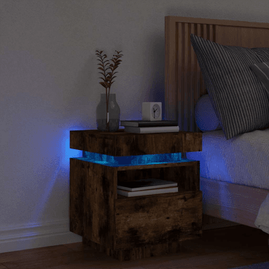 Vidaxl Nattbord med LED røkt eik