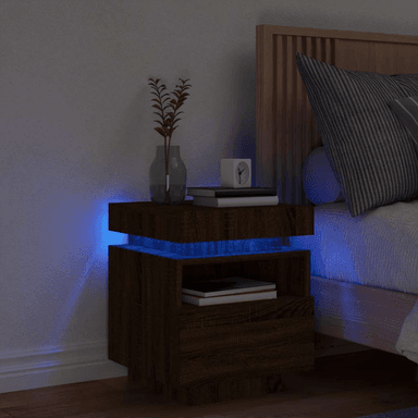 Vidaxl Nattbord med LED brun eik