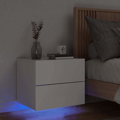 Vidaxl Vegghengt nattbord med LED-lys