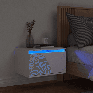 Vidaxl Vegghengt nattbord med LED-lys