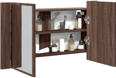 Vidaxl LED-speilskap brun eik 80x12 cm