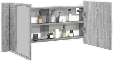 Vidaxl LED-speilskap grå sonoma 100x12x45 cm