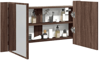 Vidaxl LED-speilskap brun eik 90x12x45 cm