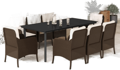 Vidaxl Hagespisegruppe 9 deler brun