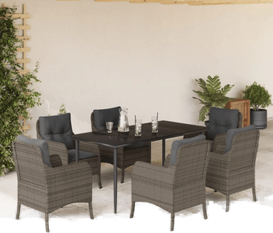 Vidaxl Hagespisegruppe 7 deler grå