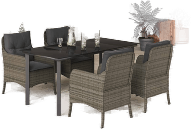 Vidaxl Hagespisegruppe 5 deler grå