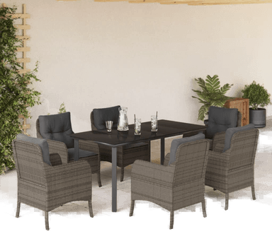 Vidaxl Hagespisegruppe 7 deler grå