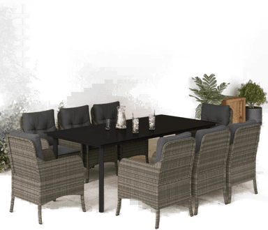 Vidaxl Hagespisegruppe 9 deler grå