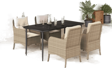 Vidaxl Hagespisegruppe 5 deler beige