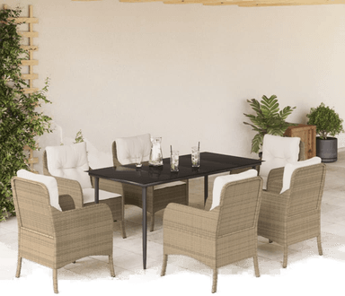 Vidaxl Hagespisegruppe 7 deler beige