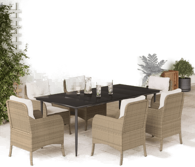 Vidaxl Hagespisegruppe 7 deler beige