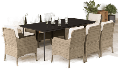 Vidaxl Hagespisegruppe 9 deler beige