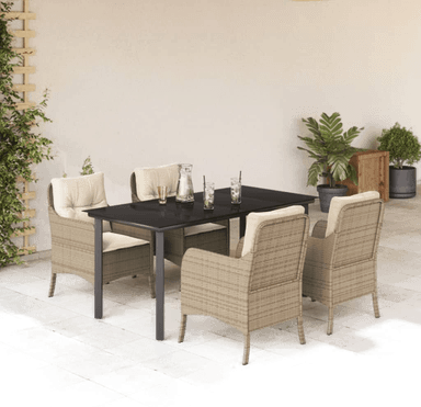 Vidaxl Hagespisegruppe 5 deler beige