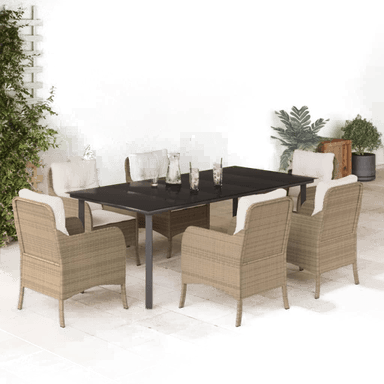 Vidaxl Hagespisegruppe 7 deler beige