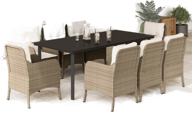 Vidaxl Hagespisegruppe 9 deler beige