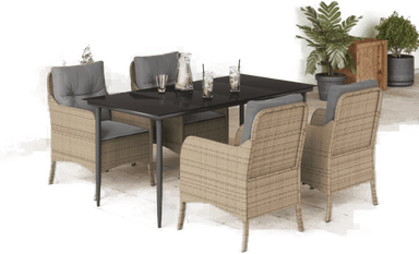 Vidaxl Hagespisegruppe 5 deler beige