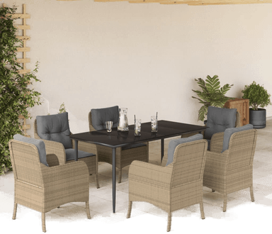 Vidaxl Hagespisegruppe 7 deler beige