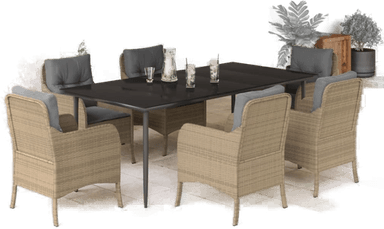 Vidaxl Hagespisegruppe 7 deler beige