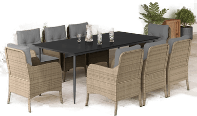 Vidaxl Hagespisegruppe 9 deler beige