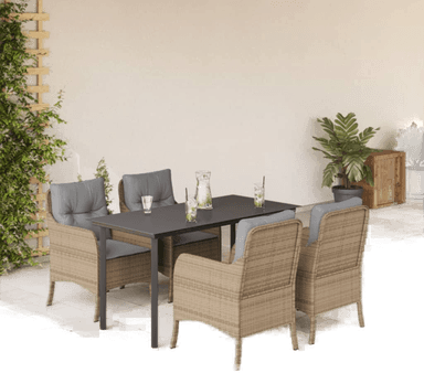 Vidaxl Hagespisegruppe 5 deler beige