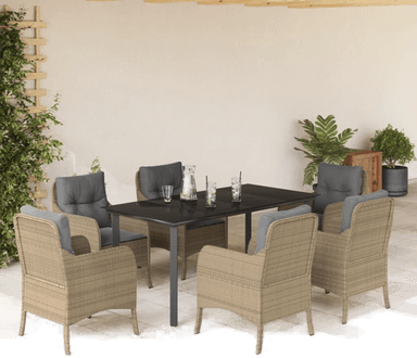 Vidaxl Hagespisegruppe 7 deler beige