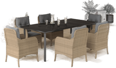 Vidaxl Hagespisegruppe 7 deler beige