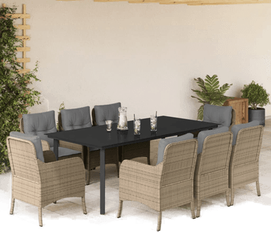 Vidaxl Hagespisegruppe 9 deler beige