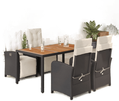 Vidaxl Hagespisegruppe 5 deler svart