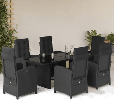 Vidaxl Hagespisegruppe 7 deler svart