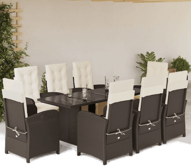 Vidaxl Hagespisegruppe 9 deler brun