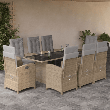 Vidaxl Hagespisegruppe 9 deler beige