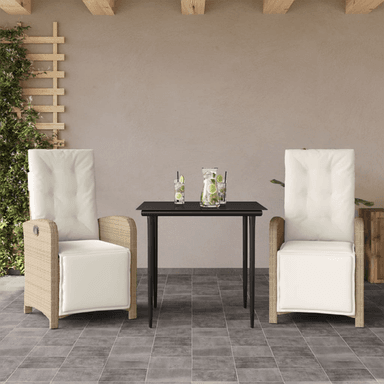 Vidaxl Bistrosett 3 deler beige