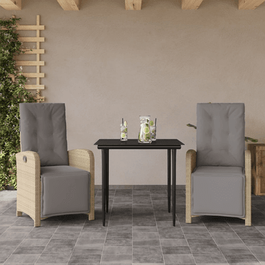Vidaxl Bistrosett 3 deler beige