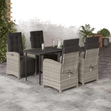 Vidaxl Hagespisegruppe 5 deler lysegrå