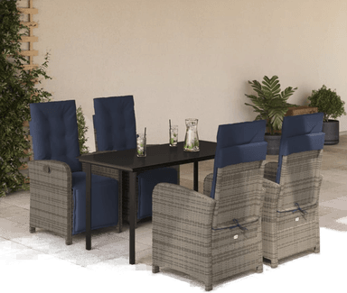 Vidaxl Hagespisegruppe 5 deler grå