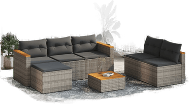 Vidaxl Hagesofa 5 deler grå polyrotting
