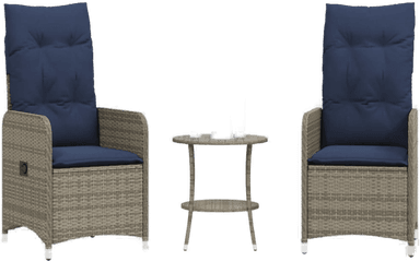 Vidaxl Hagestoler med bord grå polyrotting