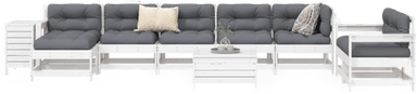 Vidaxl Hagesofasett 10 deler hvit